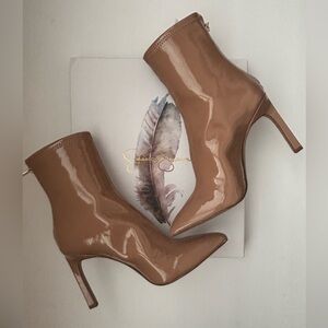 New Jessica Simpson Faux Patent Nude Heeled Boots